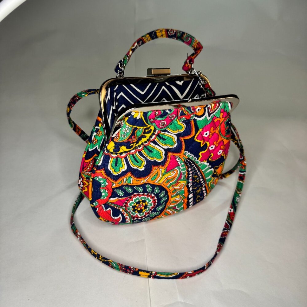 Vera Bradley Cotton Carson Mini Shoulder Bag With Vibrant Floral Paisley Pattern